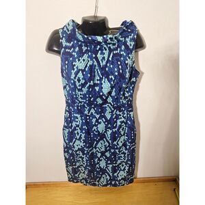 LILLY PULITZER SKINDALOUS BLUE SNAKE PRINT COWL‎ NECK SHIFT DRESS SZ 8